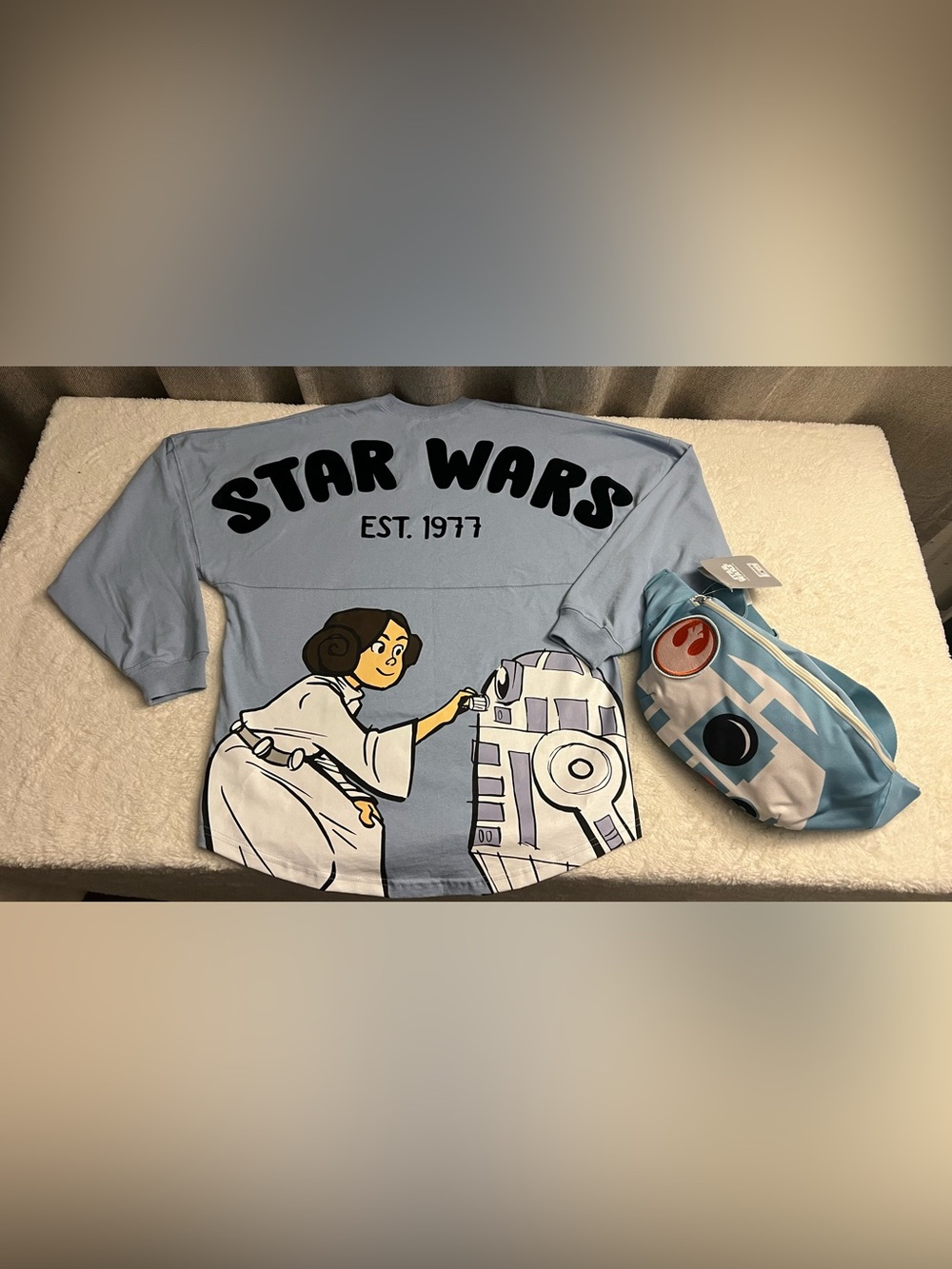Star Wars Est. 1977 R2-D2 & Princess Leia Spirit Jersey “S” with R2-D2 Fanny pk